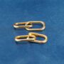 Gold Double Link Chain Earrings, Paperclip Earrings, Hanging Hoops, thumbnail 5 of 7