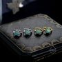 Aqua Green Opal Heart Huggie Hoop Earrings, thumbnail 6 of 10