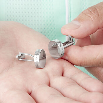 Personalised Secret Message Solid Circle Disc Cufflinks, 3 of 11