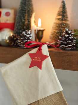 Nice List Star Christmas Stocking Or Basket Tag, 5 of 5