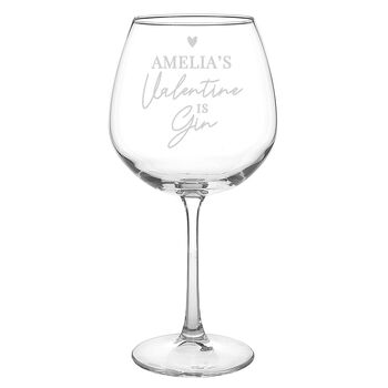 Personalised Gin Is My Valentine Gin Balloon Glass, 3 of 3