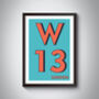 W13 Ealing London Postcode Typography Print, thumbnail 4 of 10