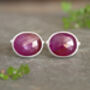 18ct Natural Pink Sapphire Cufflinks In Sterling Silver, thumbnail 1 of 2