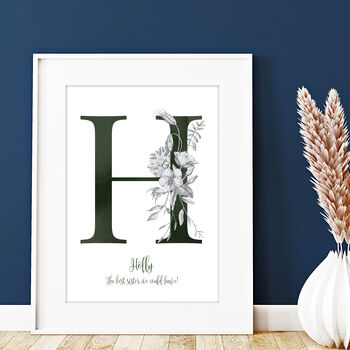 Floral Initial Illustrated Print, 2 of 3