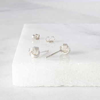 Silver 60th Birthday Knot Stud Earrings, 5 of 11
