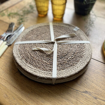 Respiin Set Of Six Seagrass And Jute Tablemats Naturals, 2 of 9