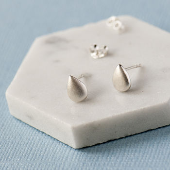 Silver Teardrop Stud Earrings On Bespoke Gift Card, 3 of 10