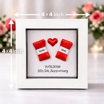 Personalised 12th Silk Anniversary Silk Ribbon Frame Gift, 8 of 11