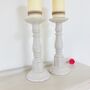 Pair Of Large Vintage Painted Pillar Candlesticks ~ 24, thumbnail 2 of 8
