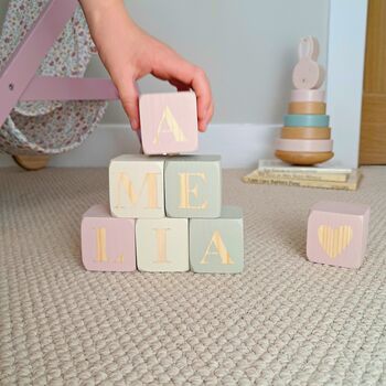 Nursery Name Letter Blocks, Baby Girl Nursery Decor, Dusty Pink, Sage Green, 2 of 12