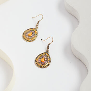 Yellow And Pink Teardrop Earrings, 2 of 3