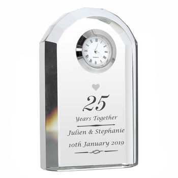 Personalised Silver Anniversary Crystal Clock, 2 of 2