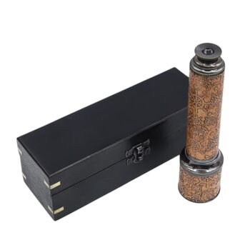 Custom 16 Inch Gunmetal And Dark Leather Telescope, 3 of 9
