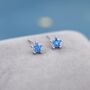 Aquamarine Blue Cz Star Stud Earrings Sterling Silver, thumbnail 1 of 10