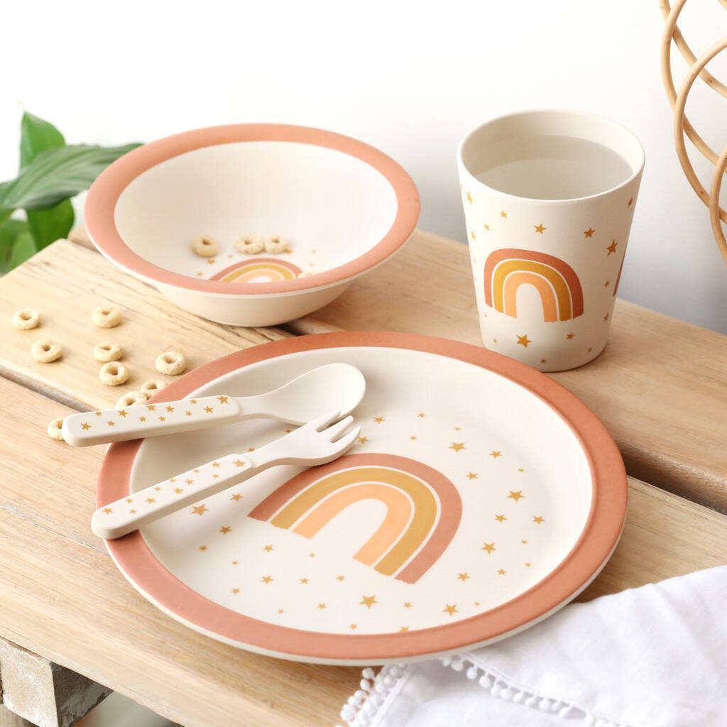Kids' Earth Rainbow Bamboo Tableware Set By Lisa Angel