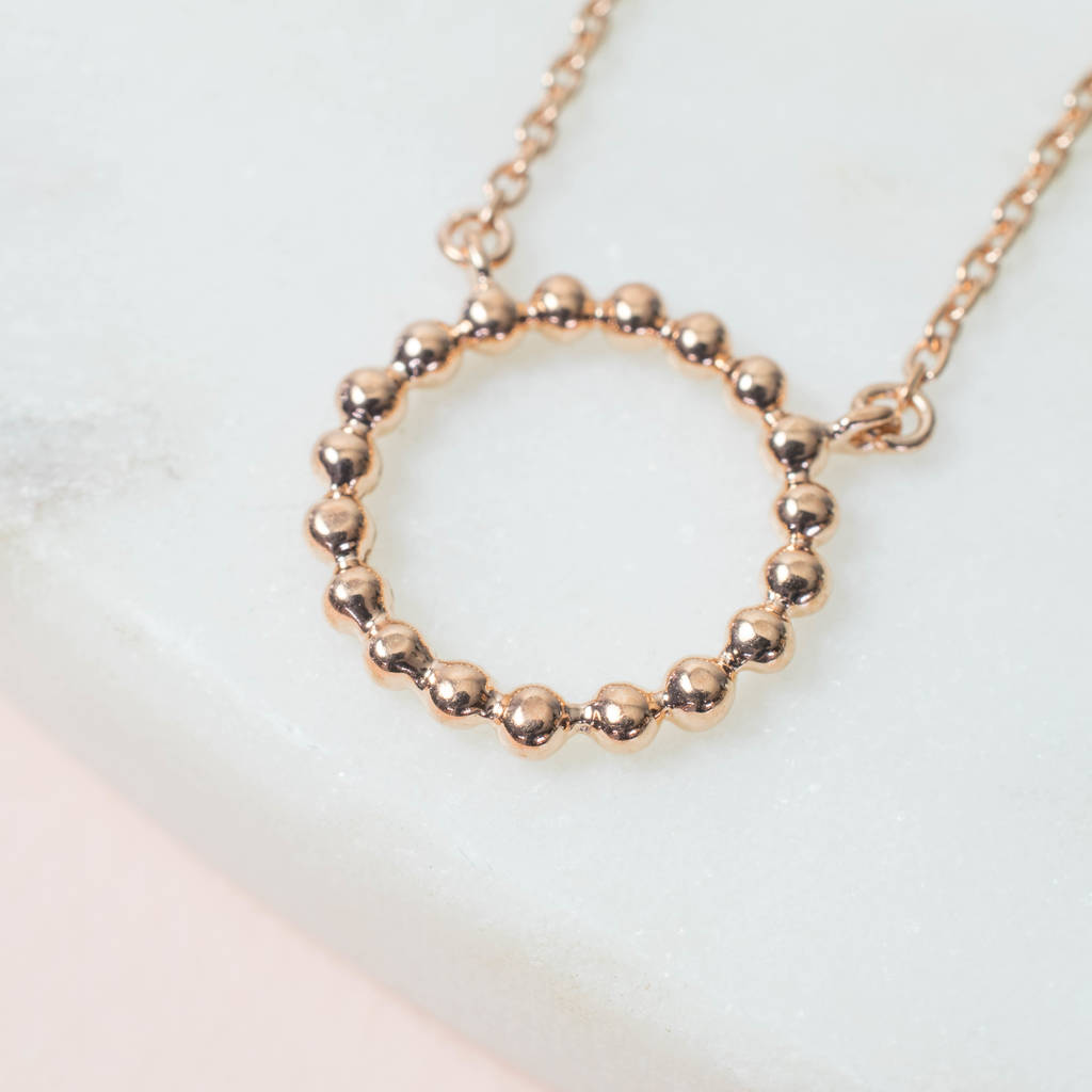 18ct Gold Vermeil Bead Circle Necklace Rose Gold By Sharon Mills London | notonthehighstreet.com