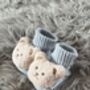 Grey Ribbed Teddy Bear Baby Socks, thumbnail 2 of 8