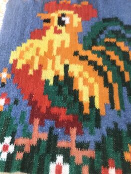 Colourful Rug Sheep Wool Handmade Rooster, 5 of 6