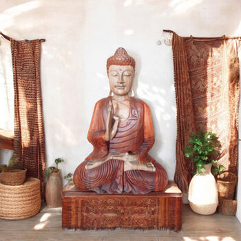 Large Wooden Buddha Statue Ornament For Home Meditation, 5 of 11