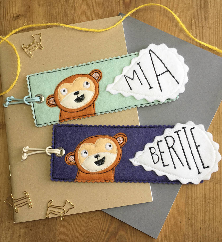 Personalised Happy Monkey Name Bookmark For Children By Little Singing ...