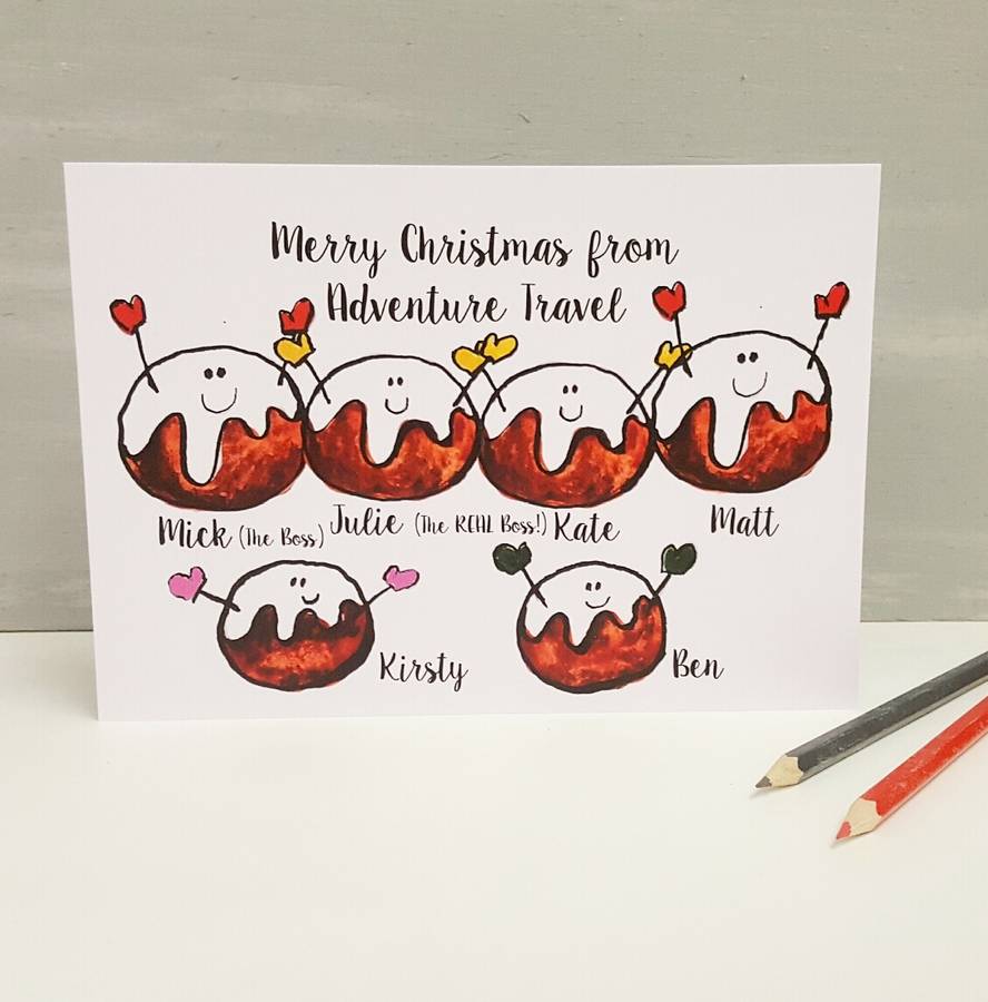 pudding family christmas card by giddy kipper