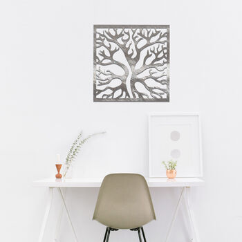 Elegant Autumn Tree Metal Wall Art: Modern Decor, 4 of 12