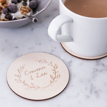 Engraved Wreath Drinks Coaster, 2 of 4