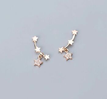 Rose And Silver Plated Star Climber Earrings, 4 of 9