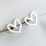 Sterling Silver Geometric Heart Stud Earrings, thumbnail 3 of 6