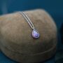 Droplet Purple Opal Pendant Necklace In Sterling Silver, thumbnail 3 of 10