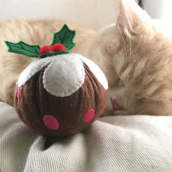 Catnip Toys, Christmas Pudding Cat Toy, 3 of 7