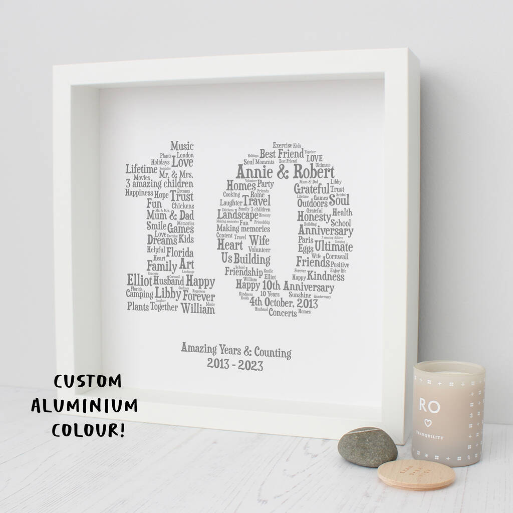 Personalised 10th Anniversary Gift For Wife Or Husband By Hope and Love