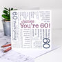 60th Birthday Card 'You're 60!' Quotes, thumbnail 2 of 6