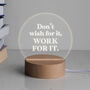 Engraved 'Don't Wish For It Work For It' Mini Desk Lamp, thumbnail 3 of 7