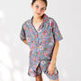 Floral 100% Cotton Ladies Pyjama Short Set In Grey And Pink, thumbnail 5 of 5