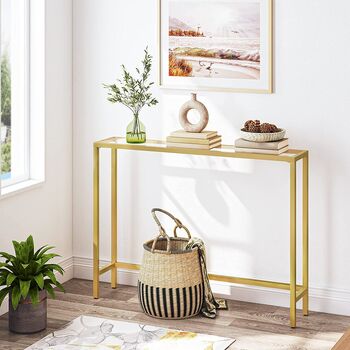 Gold Hallway Tempered Glass Console Entryway Table, 3 of 9