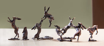 Miniature Bronze Boxing Hares Sculpture 8th Anniversary, 12 of 12