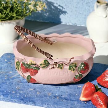 Pink And Red Strawberry Fields Planter Vase, 10 of 12