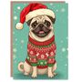 Pugs And Kisses, Pugs Christmas Card, thumbnail 4 of 6