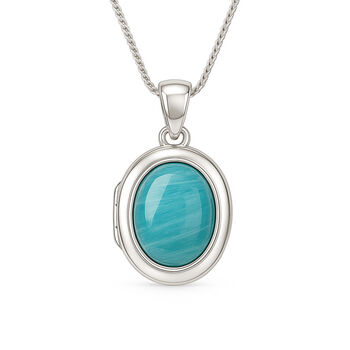 Personalised Sterling Silver Amazonite Gemstone Locket Necklace, 3 of 9