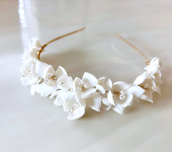 White Flower Bridal Headpiece, 3 of 6