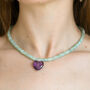 Gemstone Bead Necklace With Amethyst Heart, thumbnail 4 of 6