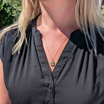 The Rectangle Dalmatian Jasper Necklace, Gold Plated, 4 of 9