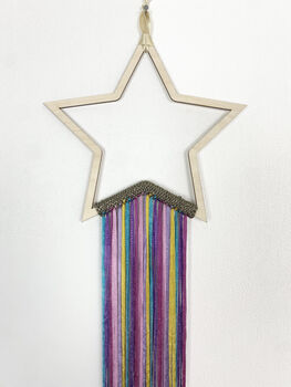 Wooden Star With Luxury Rainbow Knitted Fringing, 9 of 12