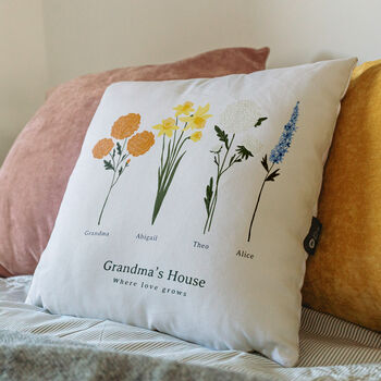 Personalised Birth Flower Cushion Gift For Grandma, 2 of 9