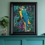 Macaw Parrot In Tropical Flower Jungle Wall Art Print, thumbnail 3 of 5