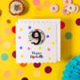 9th Birthday Card And Badge Set, thumbnail 1 of 5