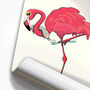 Flamingo Cleaning Teeth, Bathroom Art, thumbnail 4 of 8