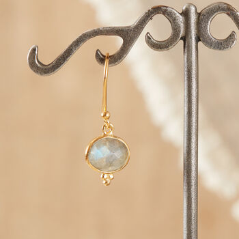 Grey Labradorite Oval Gold And Silver Drop Earrings, 8 of 12