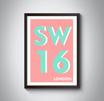 Sw16 Streatham Tooting London Postcode Art Print, 5 of 10